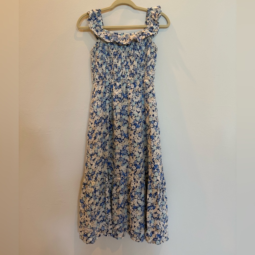 GAP Blue Floral Midi Dress Size Medium